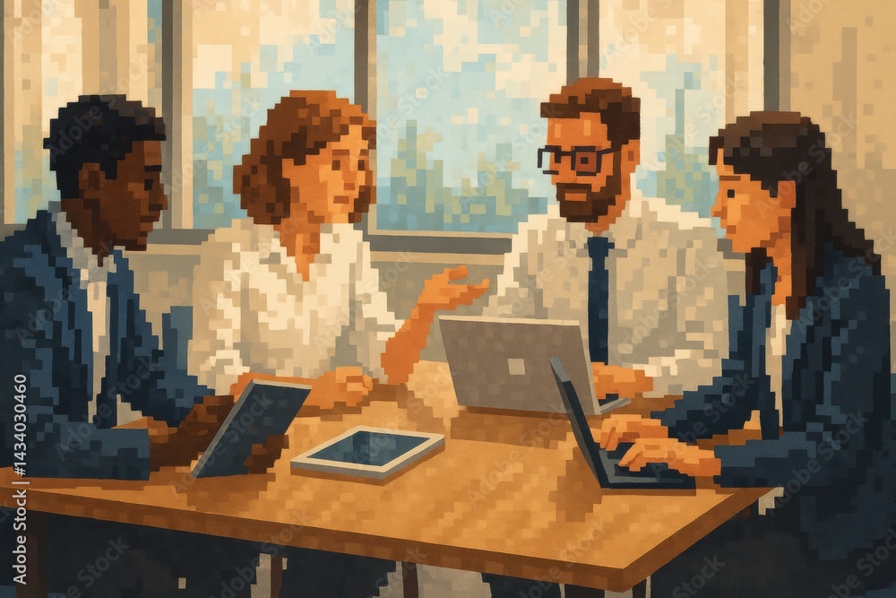 Collaborative Teamwork and Brainstorming Session for Innovative Office Solutions