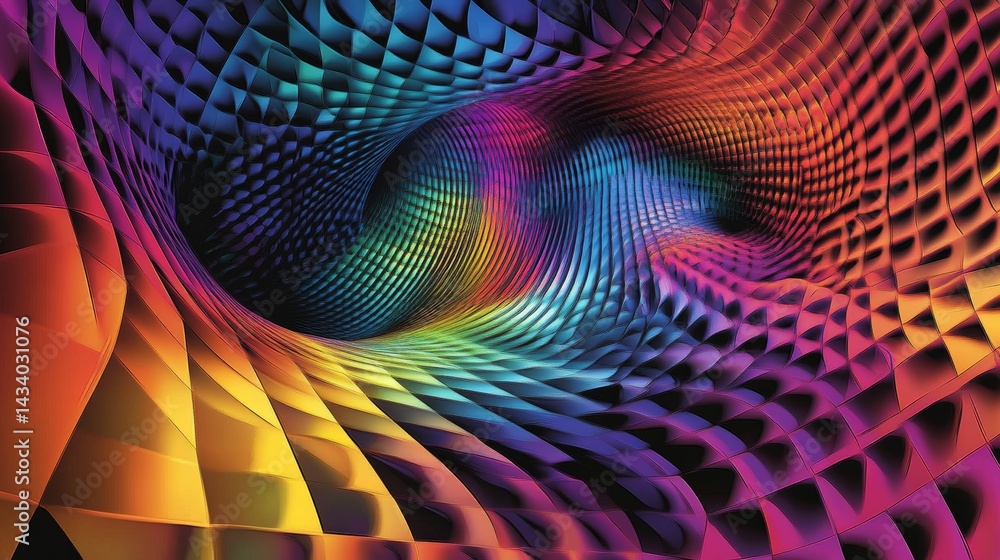 Fototapeta premium Dynamic spectrum funnel abstract gradient background with triangle texture
