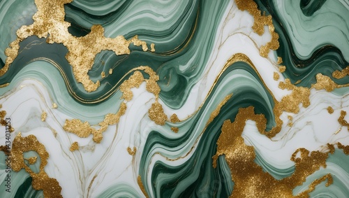 Wallpaper Mural Luxurious green and gold marble texture background Torontodigital.ca