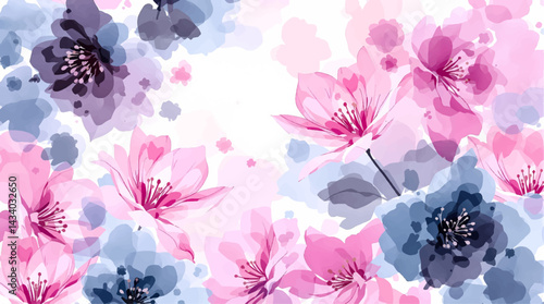 Seamless pattern with colorful flower watercolor
