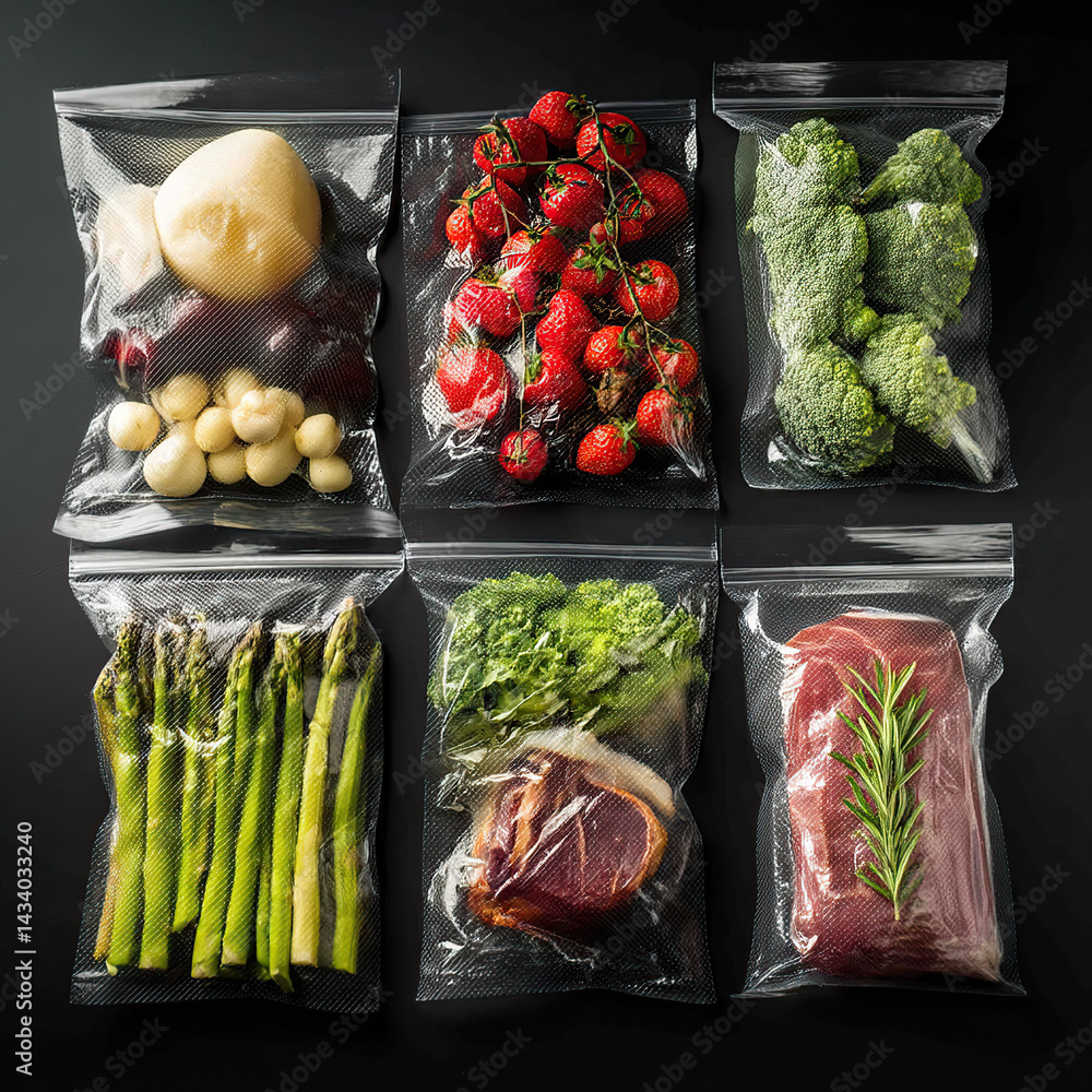 Assorted Foods in Vacuum-Sealed Bags