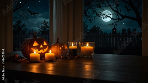 halloween pumpkin on the window