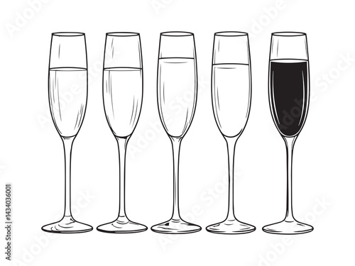 Personalized Champagne Flute line art sketch