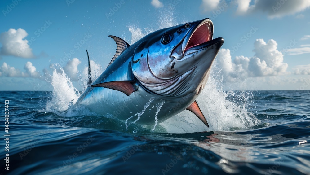 Fototapeta premium Majestic tuna breaching with powerful energy and grace