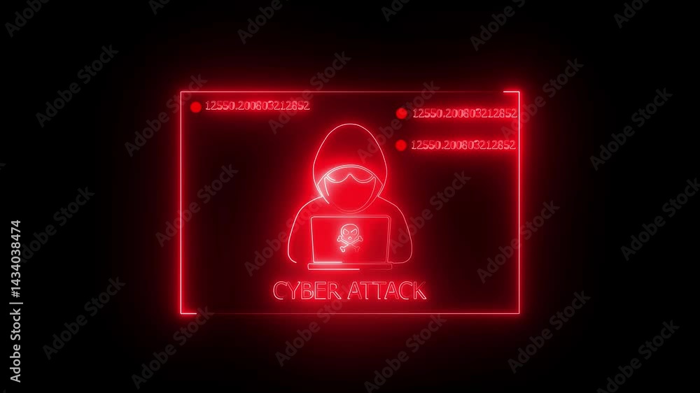 Cyber attack Hacked icon ,Warning hack security breach computer hacking warning message hacked with black background .  Program interface with warning message,,