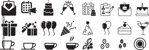 Drinking Coffee, Daily Routine, Invitation to Hang Out – Vector Set for Social Media, Marketing & Cafe editable vector 