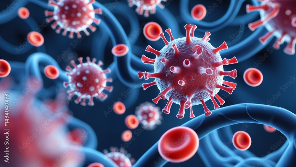 Microscopic exploration of bloodstream revealing health and illness Microscopic exploration of bloodstream revealing health and illness