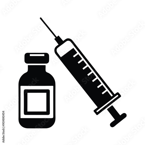 Medicine Ampoule and Syringe Vector Icon