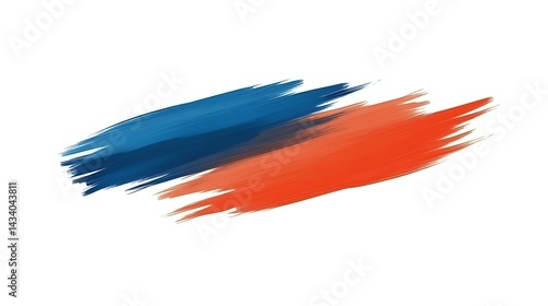 Blue and orange paint strokes.