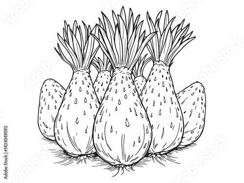 Minimalist line art of belgian endive vegetable illustration