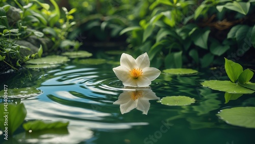 Wallpaper Mural Nature's embrace a serene flower in tranquil waters Torontodigital.ca