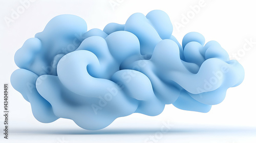 Abstract Light Blue Smoky Cloud on White Background