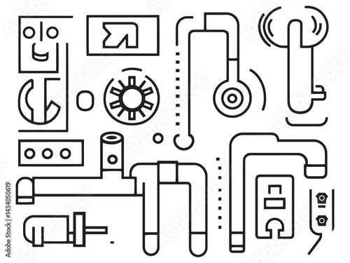 Pipe Bender line art engineering tools