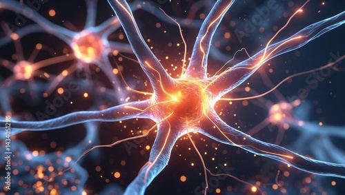 Neural spark abstract close up of firing neuron