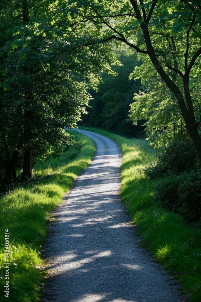 Fototapeta premium a view of a road that is winding through a forest