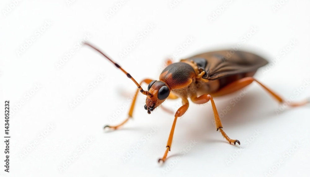 Fototapeta premium Close-up of a single insect on pure white background, isolated, simple, white
