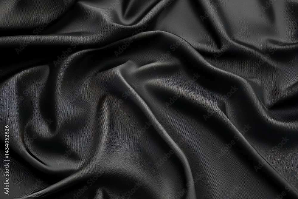 Obraz premium Close-up view of deep black draped fabric.