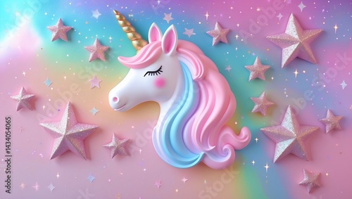Pastel unicorn fantasy sky with sparkling stars