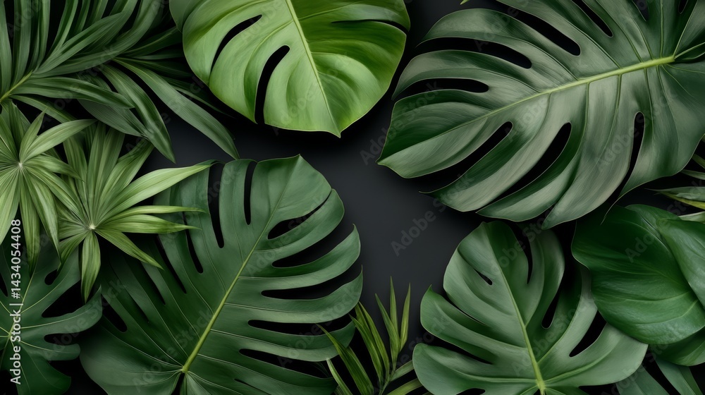 Close up of green leaves with a black background. The leaves are large and leafy, and the black background creates a contrast between the two colors. Concept of nature and tranquility Close up of green leaves with a black background. The leaves are large and leafy, and the black background creates a contrast between the two colors. Concept of nature and tranquility