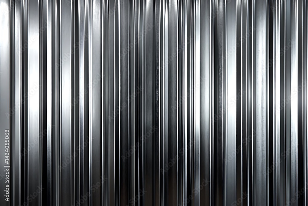 Obraz premium Metal Sheet Wall Backdrop, Industrial Silver Panels, Vertical Texture, Steel Surface