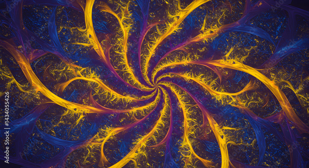 Obraz premium Swirling Abstract Energy Flows in Tones of Gold and Deep Purple