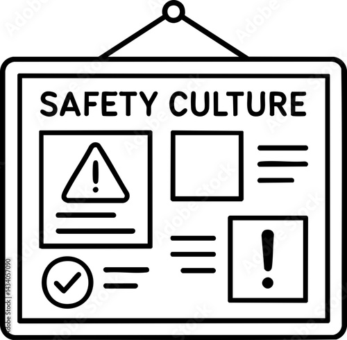 food safety hygiene training concept. Safety culture visual with warning signs and information sections.