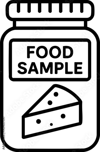 food safety hygiene training concept. Food sample jar with cheese illustration.