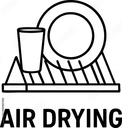 food safety hygiene training concept. Dish drying rack with a cup and plate for air drying.