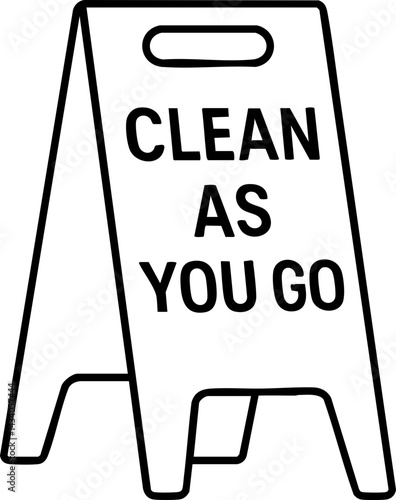 food safety hygiene training concept. A-frame sign instructing cleanliness in a simple design.
