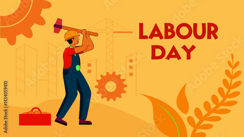 Labour Day Recognition: Celebrating Workers with Construction Tools and Gears