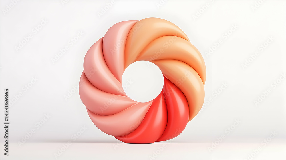Abstract Swirling Wheel in Red Pink and Gold on White Background Abstract Swirling Wheel in Red Pink and Gold on White Background