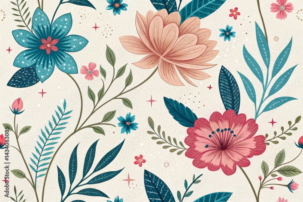 A beautiful, repeating floral pattern set against a light beige background. A beautiful, repeating floral pattern set against a light beige background.