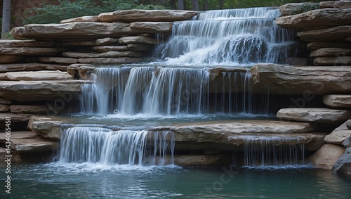 Serene waterfall cascades into tranquil pool