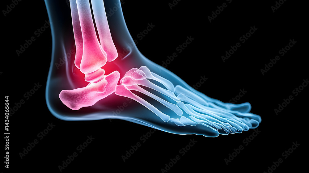 Fototapeta premium Human Foot and Ankle Skeletal Structure Illustration