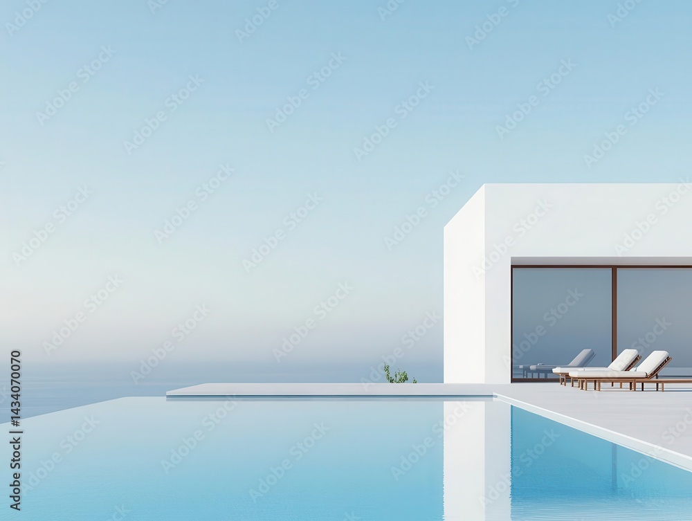 Luxury infinity pool with a minimalist architectural design, overlooking a tranquil sunset Luxury infinity pool with a minimalist architectural design, overlooking a tranquil sunset