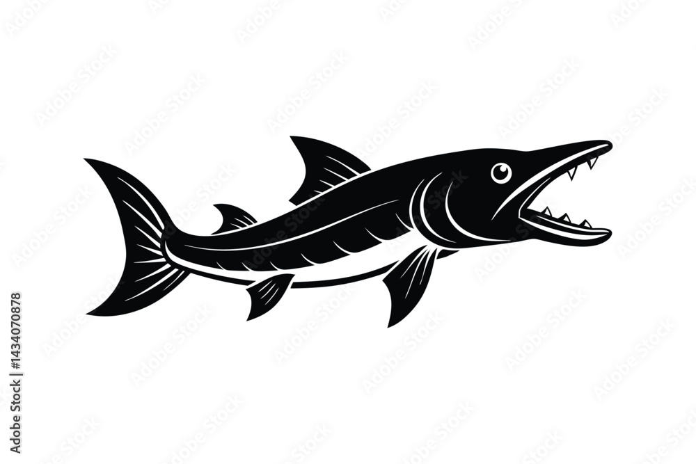 Fototapeta premium Silhouette art illustration of a barracuda fish.eps