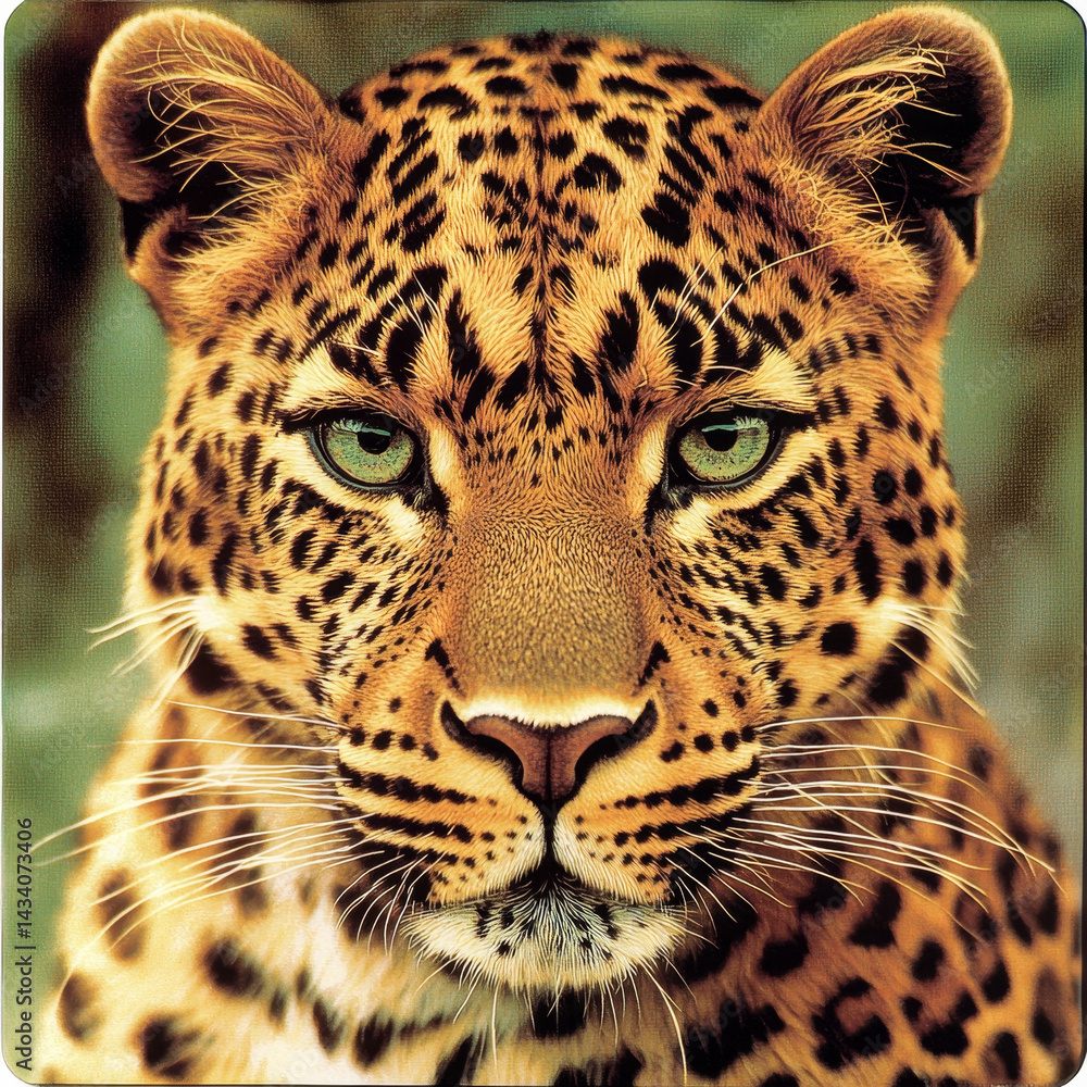 Fototapeta premium Leopard portrait: intense gaze, striking spots, powerful presence