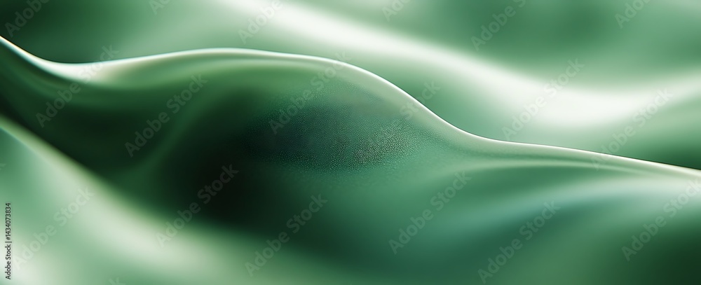 Obraz premium Abstract Green Wavy Texture, Soft Surface with Highlighted Edge, Subtle Pattern