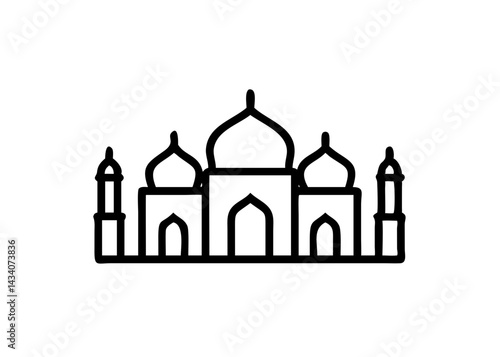 Vector collection of six iconic Taj Mahal graphics featuring stylized green domes and clean lines on a white background.

