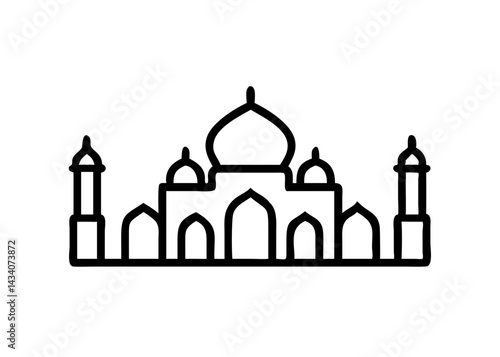 Vector collection of six iconic Taj Mahal graphics featuring stylized green domes and clean lines on a white background.

