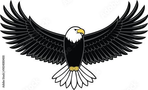 soaring eagle black and white wings clip art preview