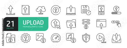 Set Of Upload Line Icons.