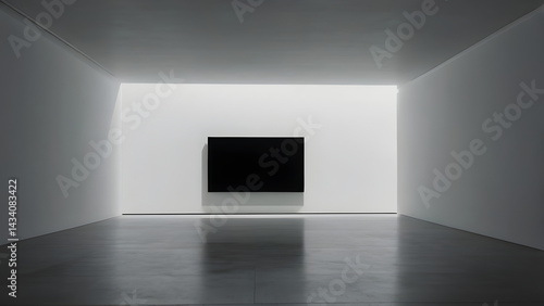 Black Rectangle TV on a White Wall in a Modern Room