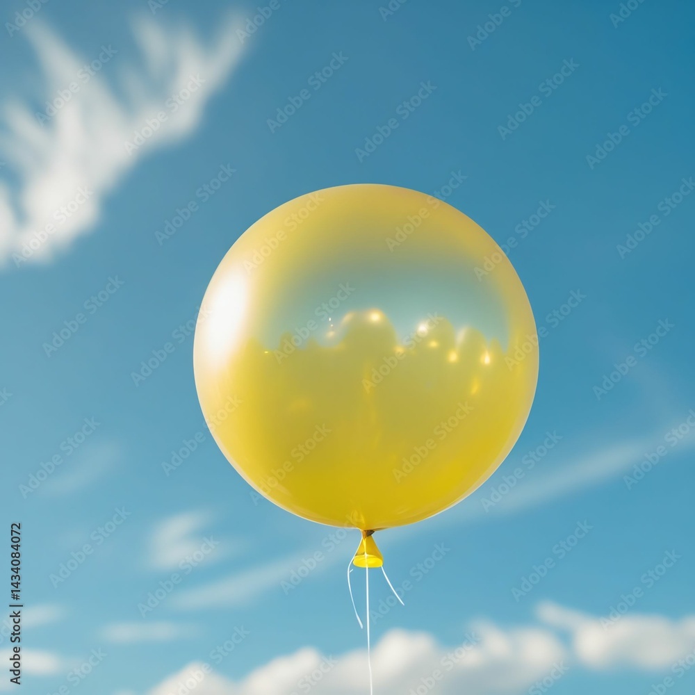 A cluster of 3D yellow heart-shaped balloons, inflated to varying sizes, suspended in mid-air against a soft, cloud-white background, their shiny surfaces reflecting gentle, warm light, with subtle cr A cluster of 3D yellow heart-shaped balloons, inflated to varying sizes, suspended in mid-air against a soft, cloud-white background, their shiny surfaces reflecting gentle, warm light, with subtle cr