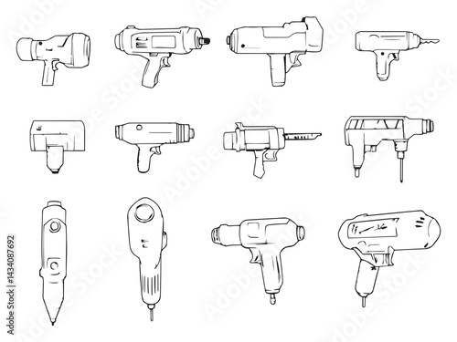 Pneumatic Drill line art engineering symbol