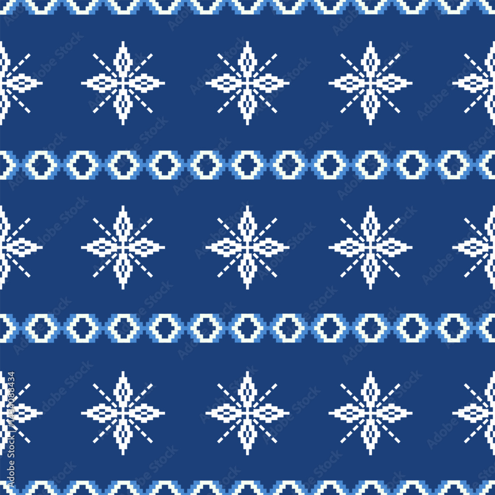 seamless pattern with floral pixel pattern 