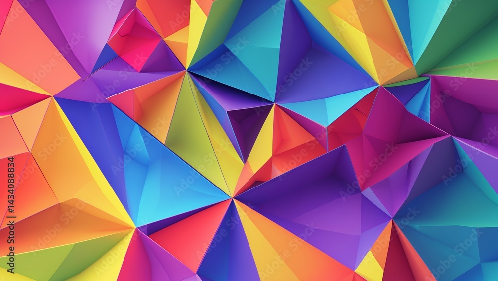 Obraz premium Vibrant abstract triangulated colorful delaunay pattern