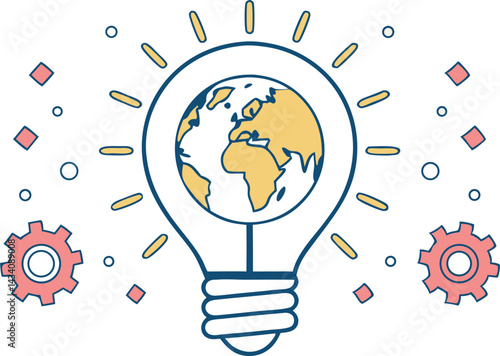 Wallpaper Mural Colorful light bulb with earth inside minimalist design vector graphics business concept innovation representation simple illustrations flat design style Torontodigital.ca