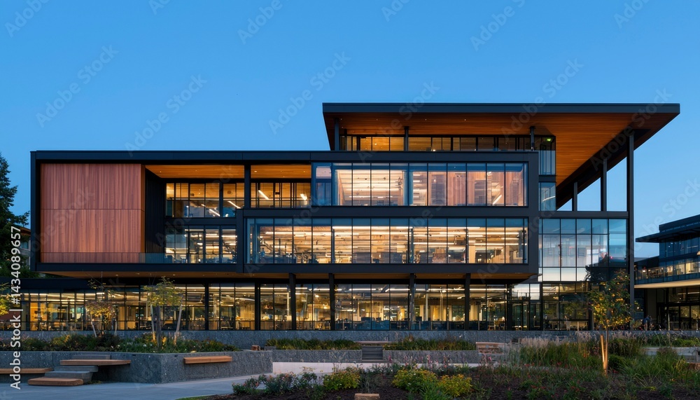 Obraz premium Modern office building at dusk