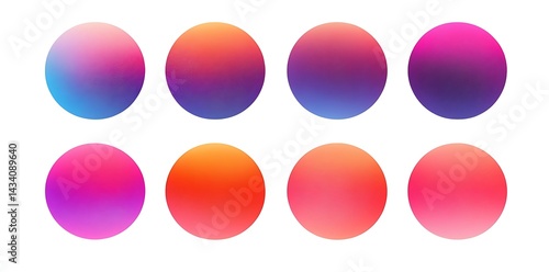 Gradient Circles Set, Abstract Colorful Backgrounds, Modern Style Elements on White